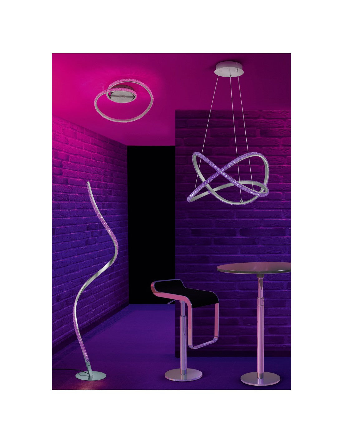 Piantana Moderna Rubin Led Dimmerabile RGB Effetto Cristallo H116 cm Trio Lighting