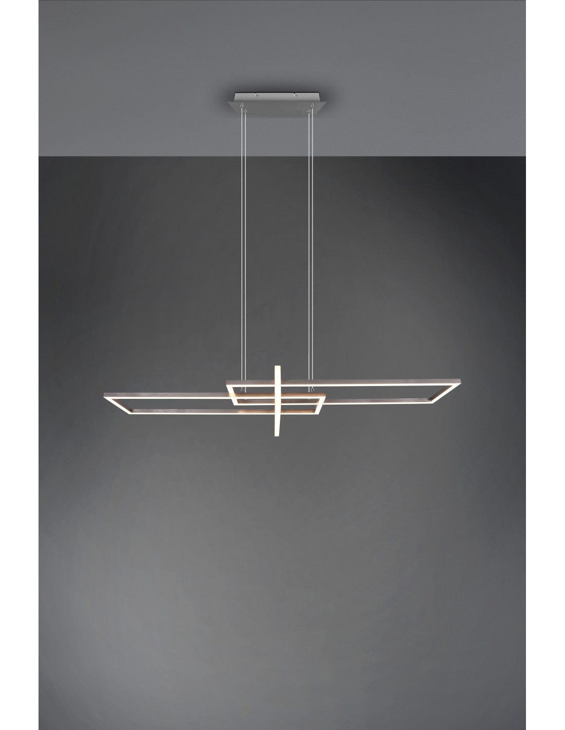 Sospensione Salinas 3 Rettangoli Led 34w Nichel L110 cm Dimmerabile Trio Lighting