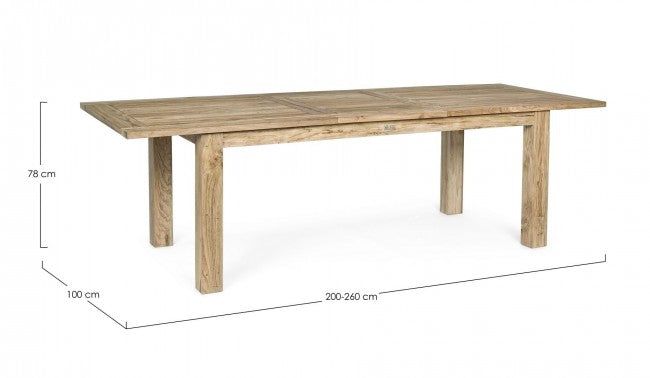 Tavolo da esterno Rettangolare in Legno Teak FSC cm 200/260x 100x h 78