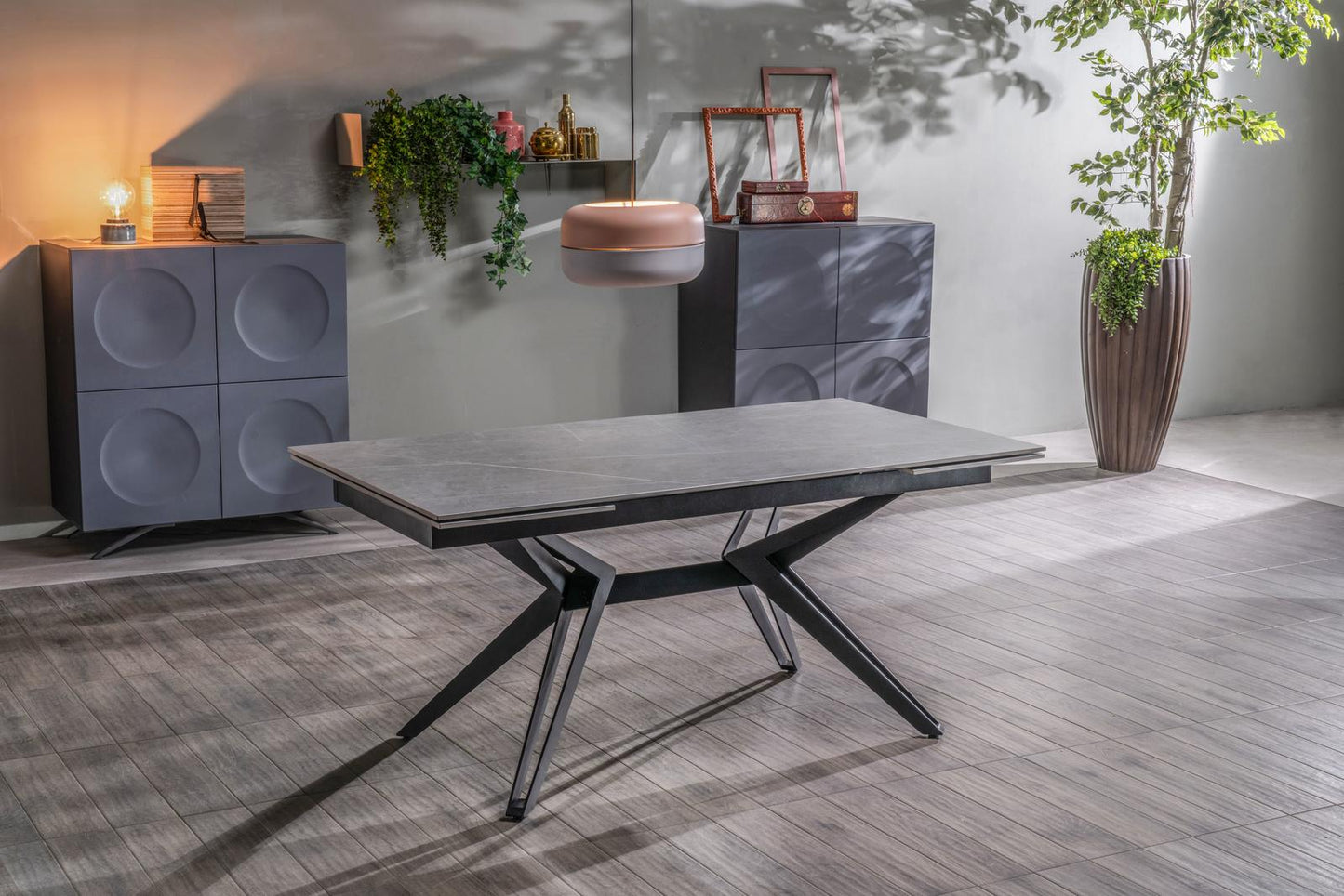 Tavolo allungabile grigio-negro 90 cm x 160-240 cm cm H. 76 cm