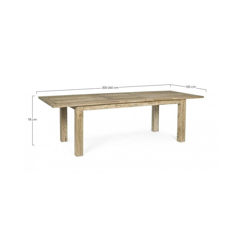 Tavolo da esterno Rettangolare in Legno Teak FSC cm 200/260x 100x h 78