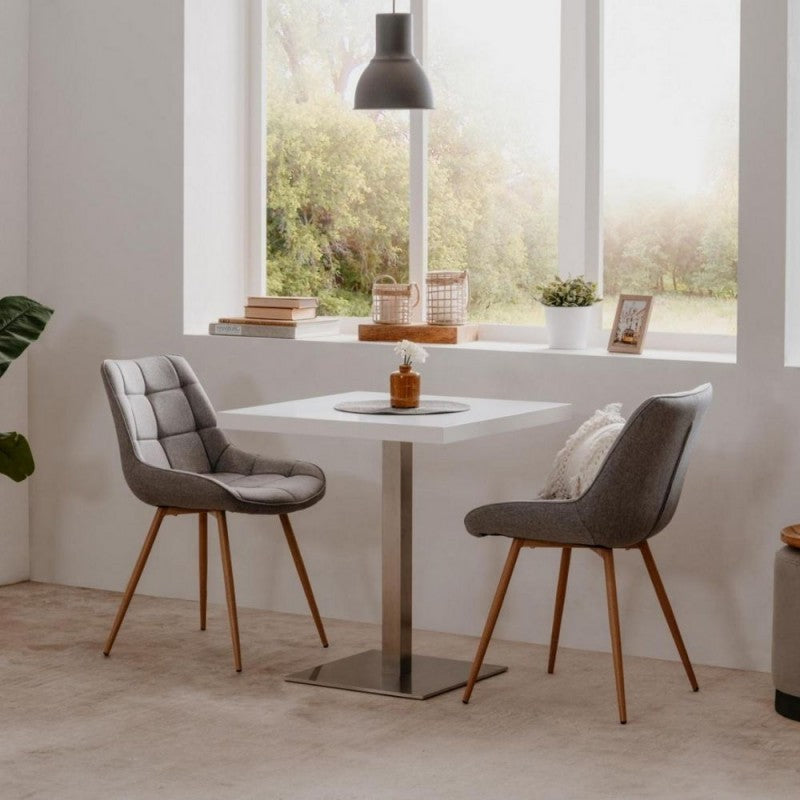 Tavolo alto Quadrato 75 cm piano bianco e base cromo cm 70x70xh.75