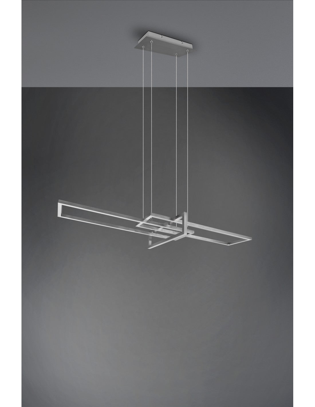 Sospensione Salinas 3 Rettangoli Led 34w Nichel L110 cm Dimmerabile Trio Lighting