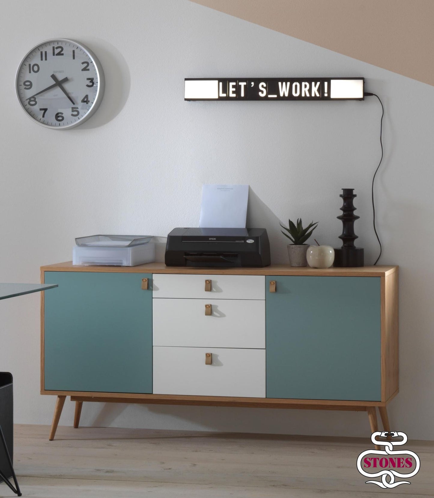Lampada da tavolo in metallo bianco 3x80x10h cm