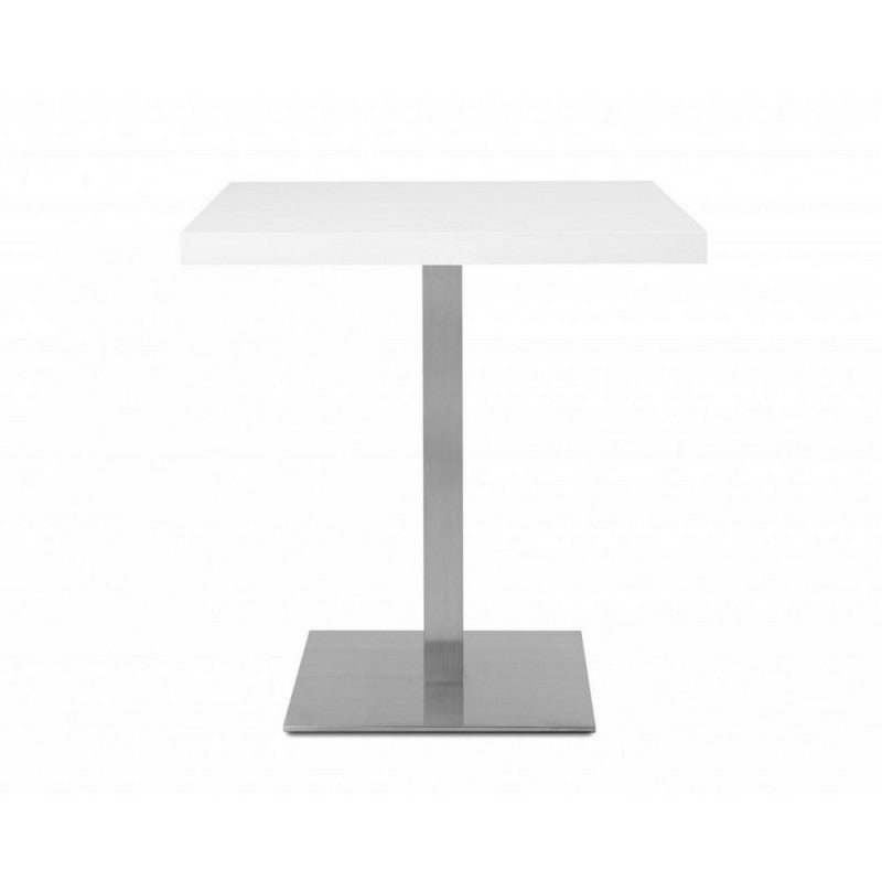 Tavolo alto Quadrato 75 cm piano bianco e base cromo cm 70x70xh.75