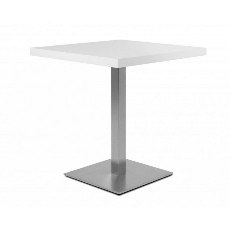 Tavolo alto Quadrato 75 cm piano bianco e base cromo cm 70x70xh.75