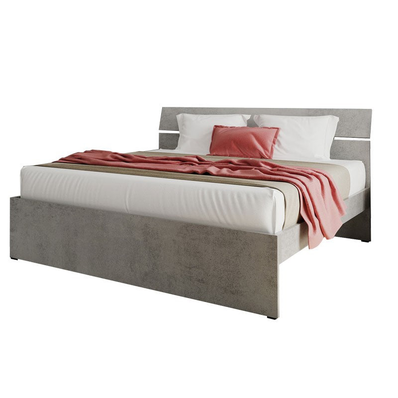Letto matrimoniale per camera colore grigio cemento cm 200x171xH 98