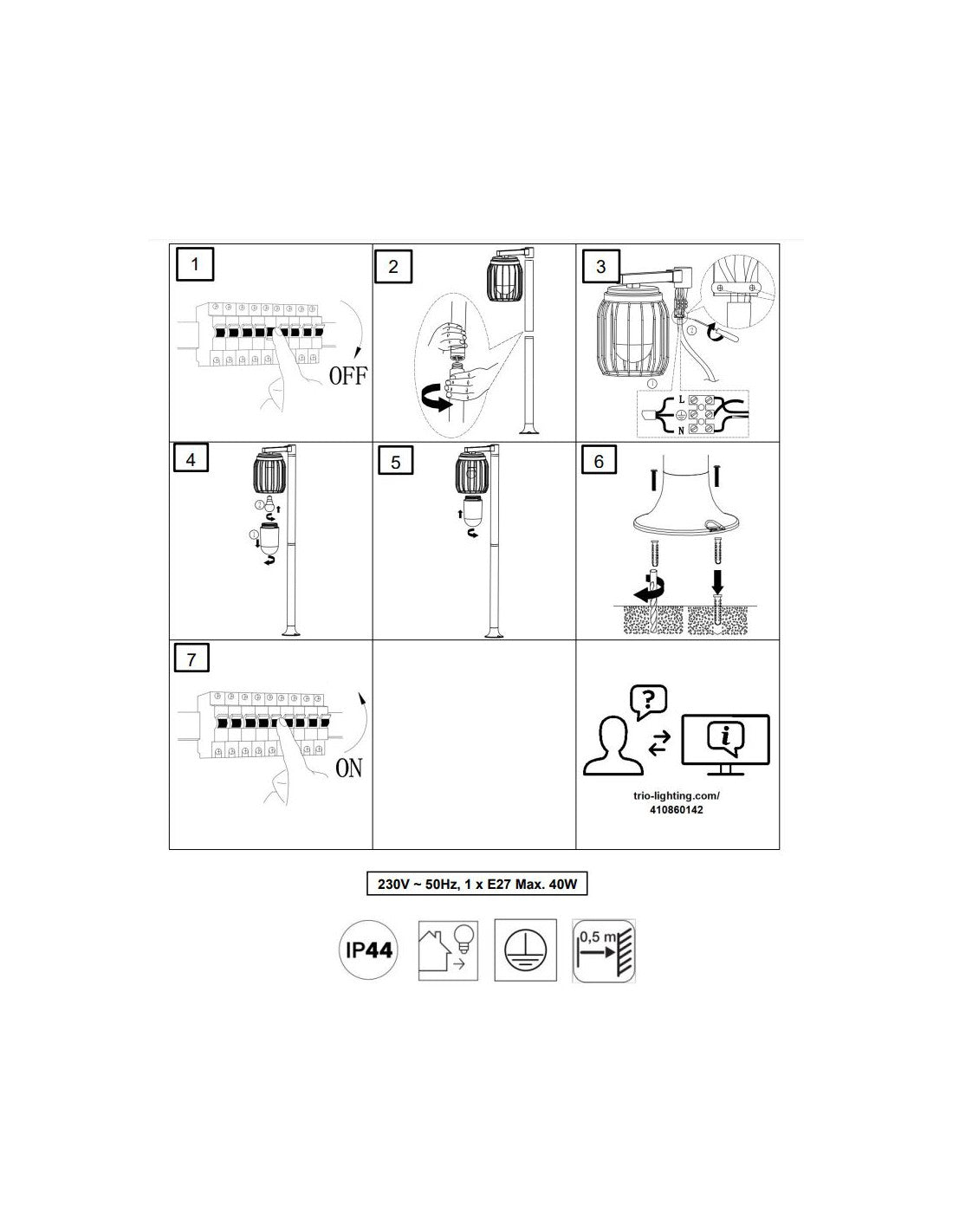 Palo Da Esterno Tuela Diffusore Gabbia Ruggine IP44 Trio Lighting