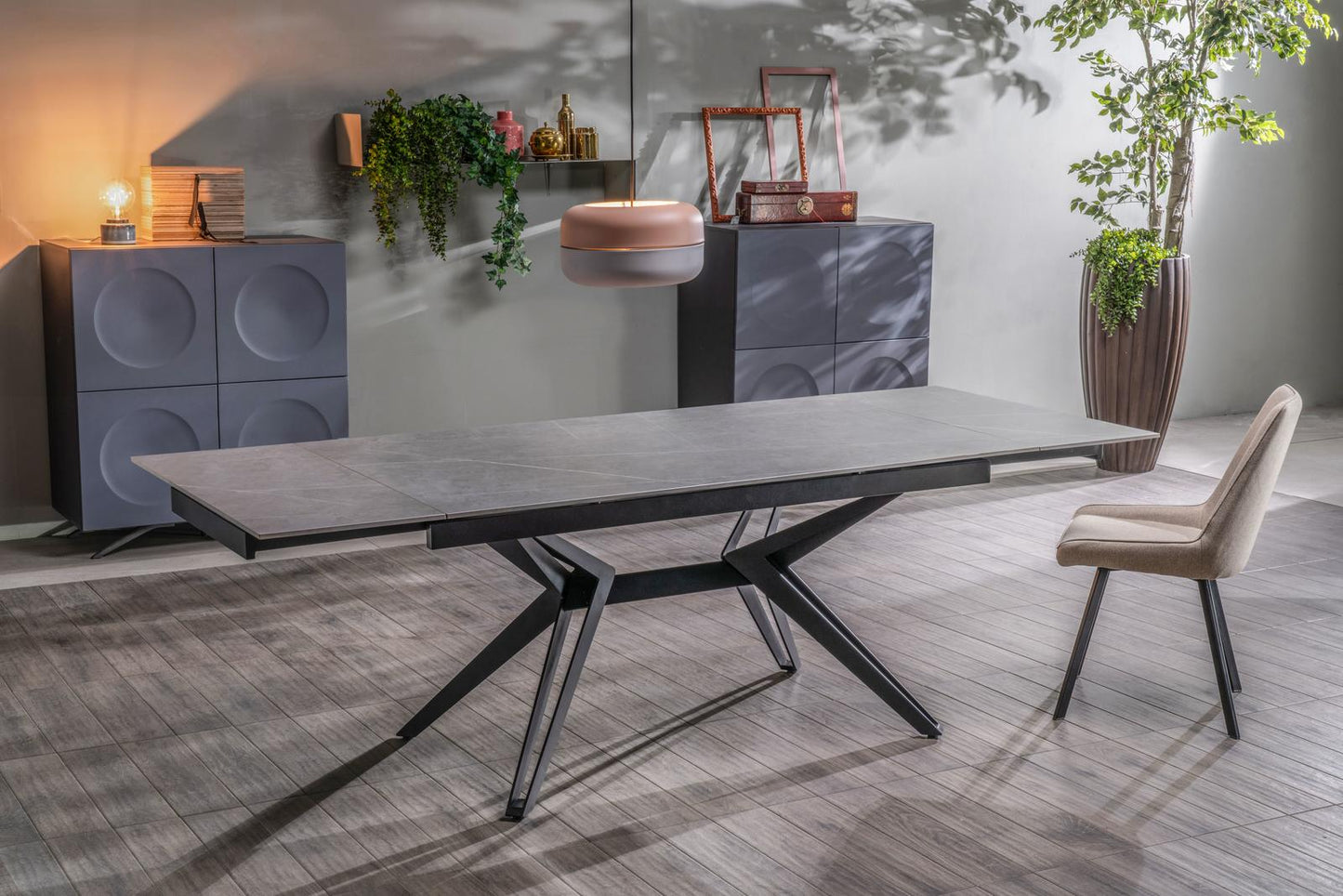 Tavolo allungabile grigio-negro 90 cm x 160-240 cm cm H. 76 cm