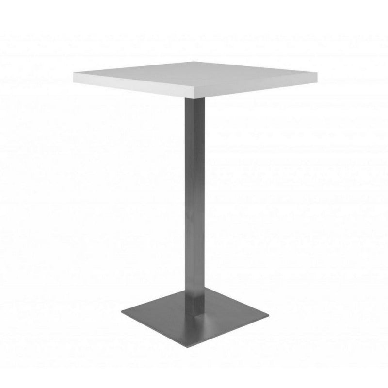 Tavolo alto Quadrato 105 cm piano bianco e base cromo cm 70x70xh.105