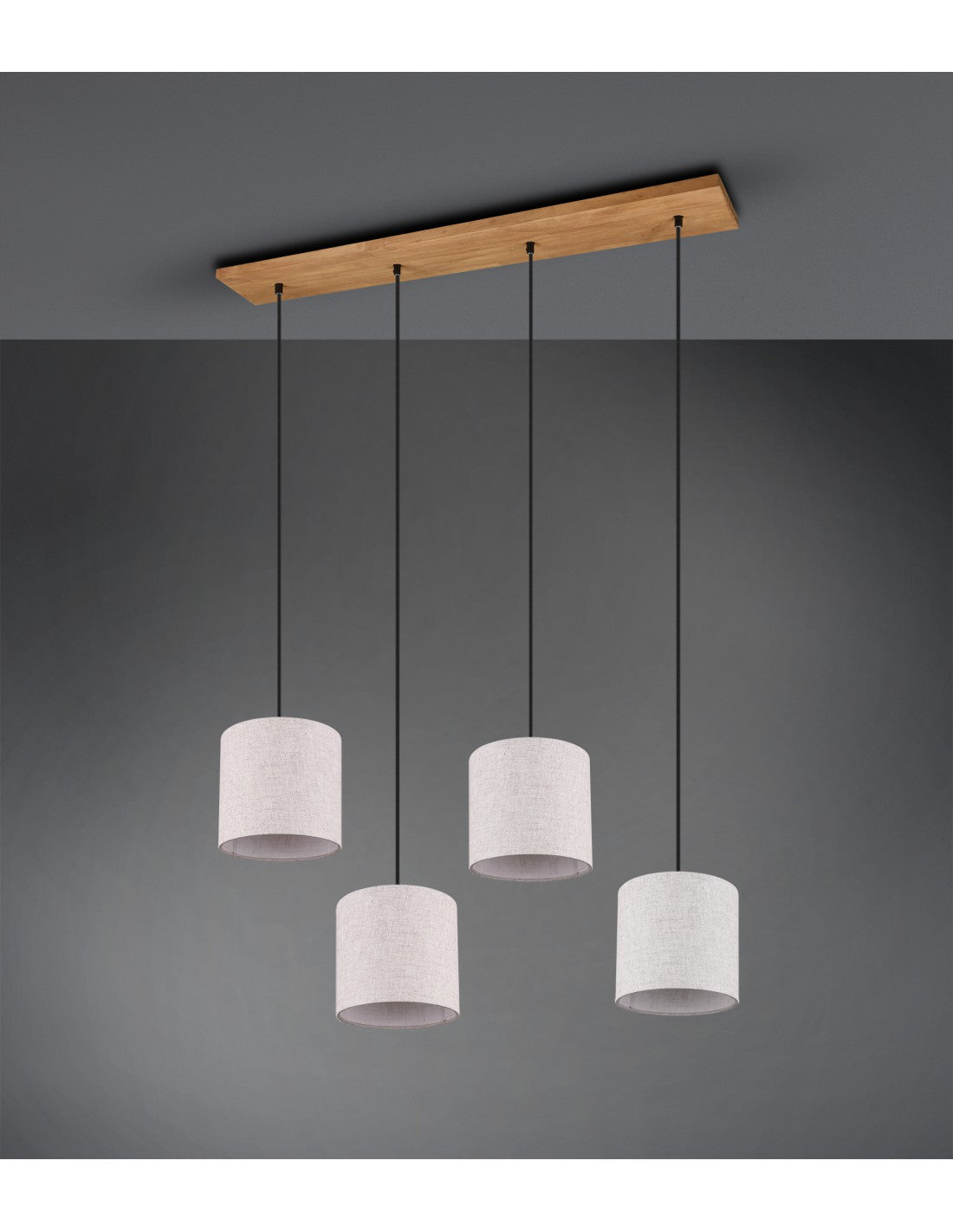 Sospensione Elmau 4xE27 Nichel E Paralumi Sabbia L100 cm Trio Lighting