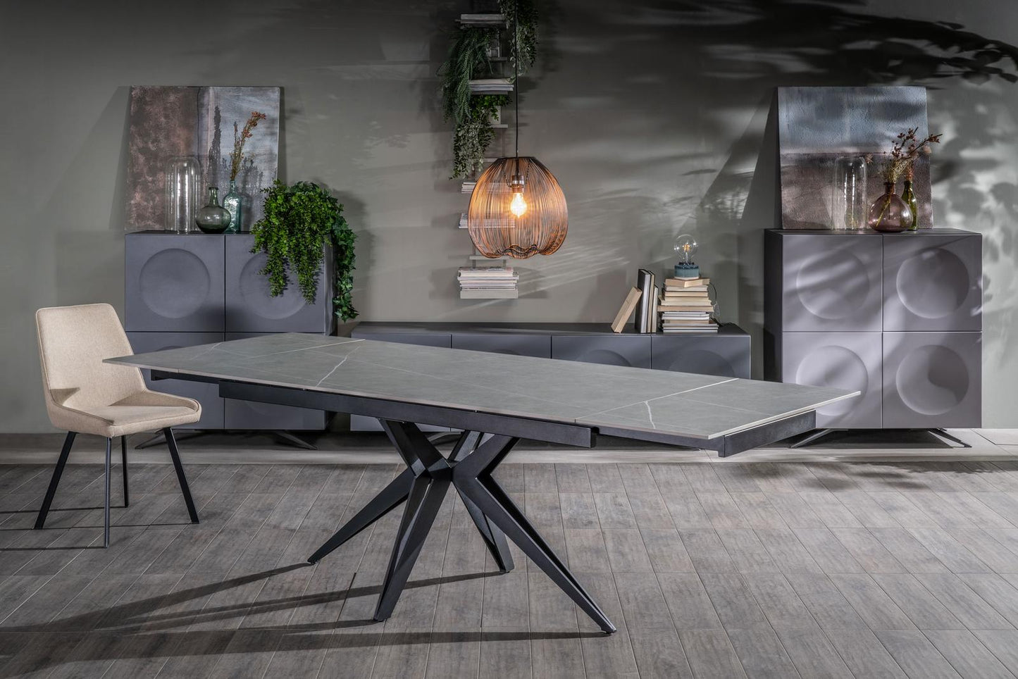 Tavolo allungabile grigio-negro 90 cm x 160-240 cm cm H. 76 cm