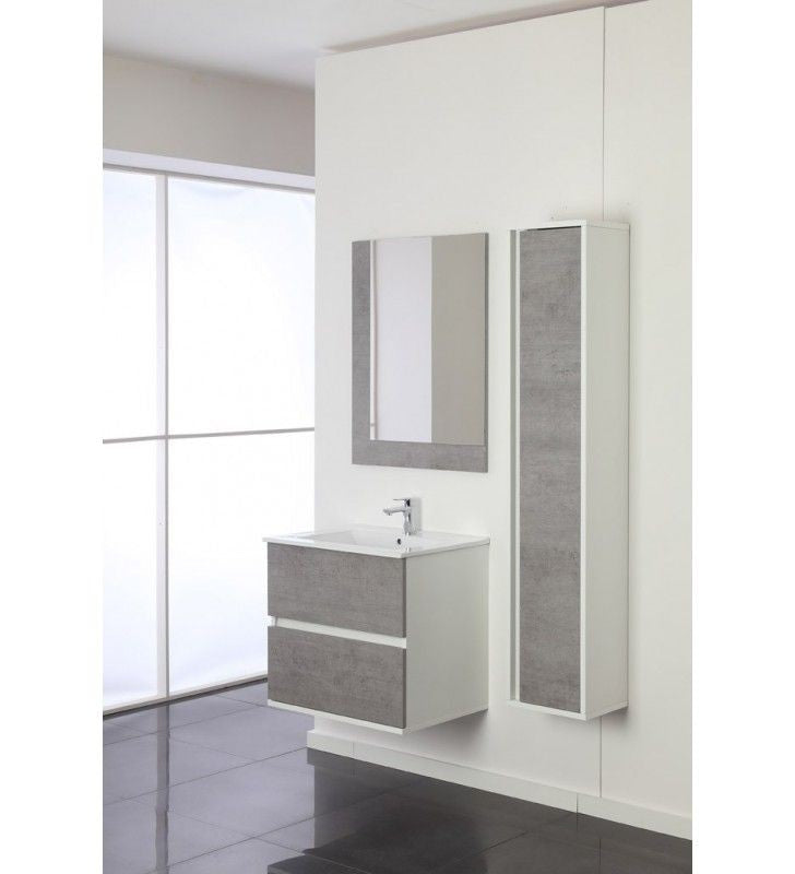 Composizione Bagno due cassetti Linea Fabula Bianco Cemento 60x47x h57cm