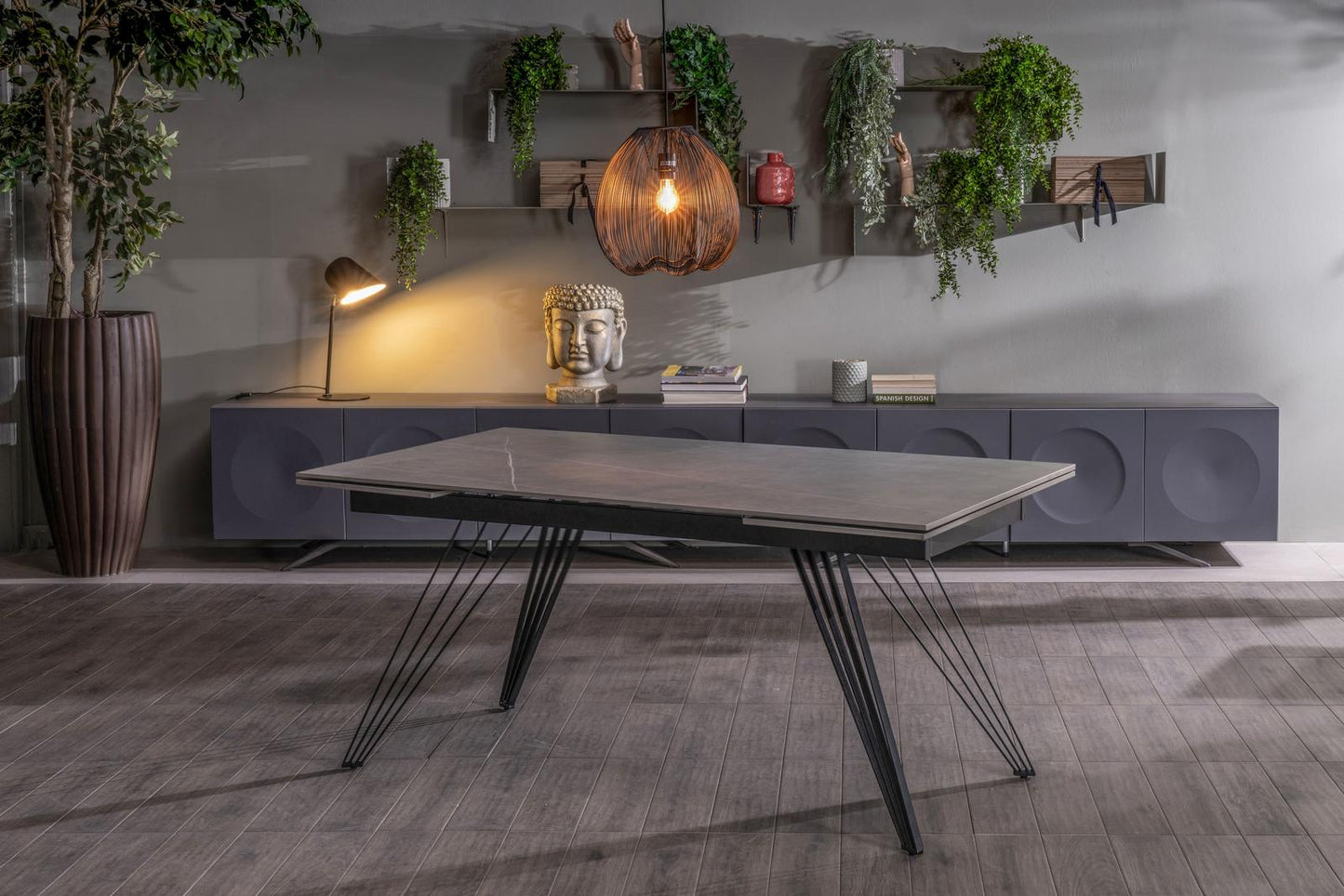 Tavolo allungabile grigio-negro opaco 90 cm x 160-240 cm cm H. 76 cm