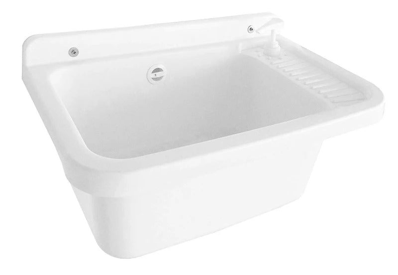 Lavandino pilozzo a muro con dispenser - esterno 60x40x29