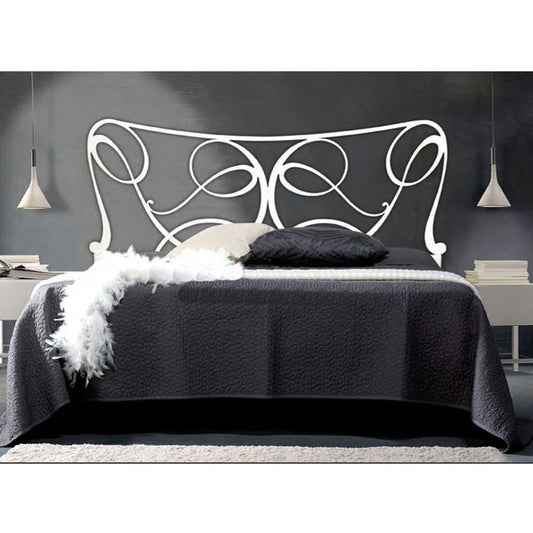 Letto  matrimoniale con  testiera in ferro  bianco e contenitore 170x200xh.130 cm