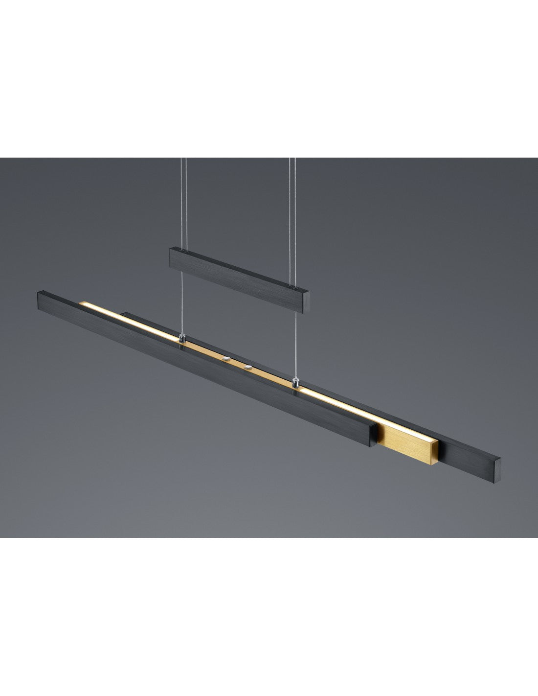 Lampadario Ufficio Moderno Trajan Doppio Led Touch Dimmer Nero E Ottone Trio Lighting