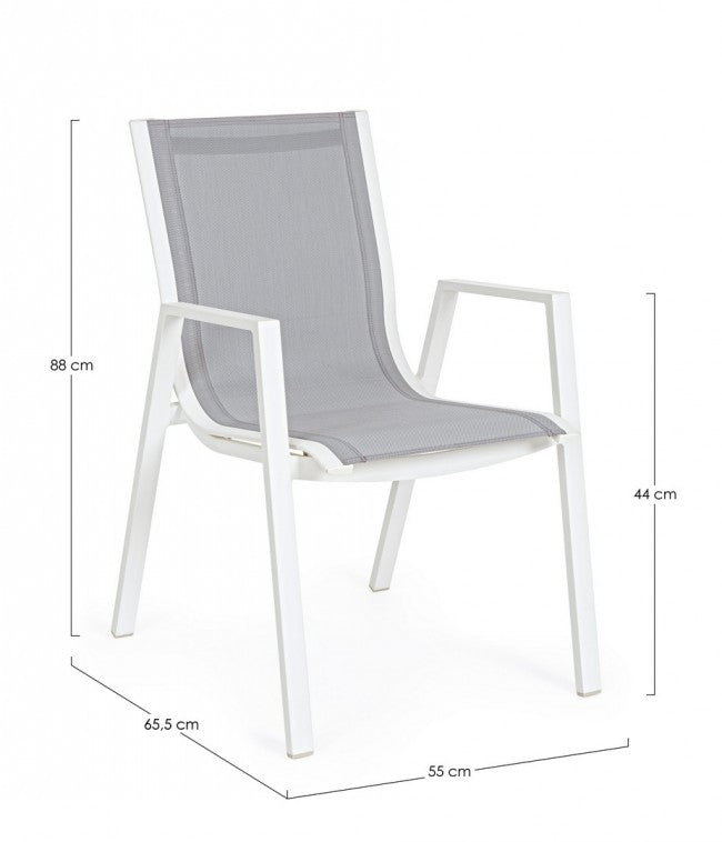 Sedia con braccioli Pelagius bianco
