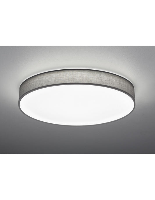 Grande Plafoniera Led Paralume Tessuto Grigio Lugano Ø75 cm Trio Lighting