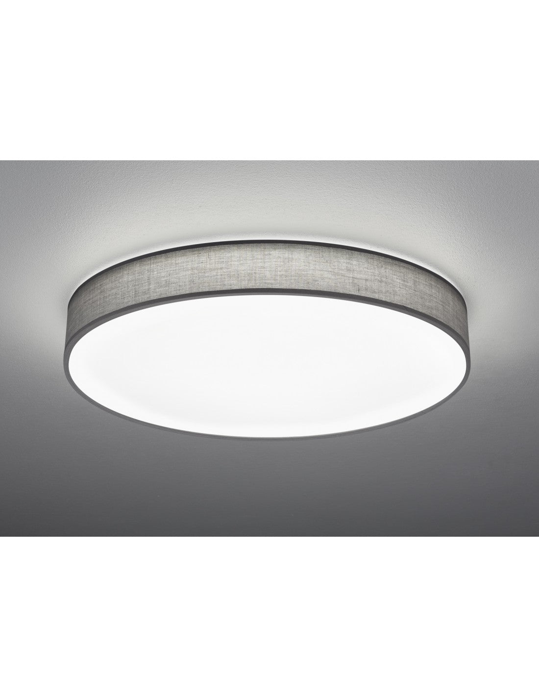 Grande Plafoniera Led Paralume Tessuto Grigio Lugano Ø75 cm Trio Lighting