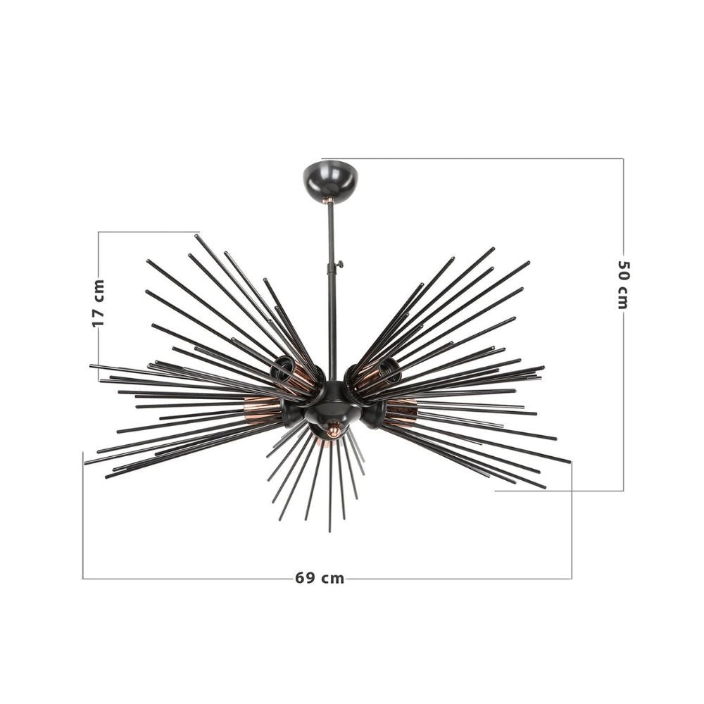 Lampada da soffitto a 5 luci Salem MDL3806 metallo nero EFFEZ