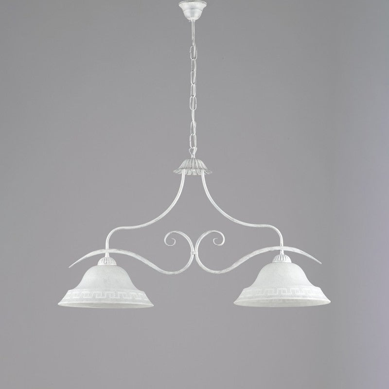 Lampadario classico ferro Bianco Argento due luci 85x h51 cm