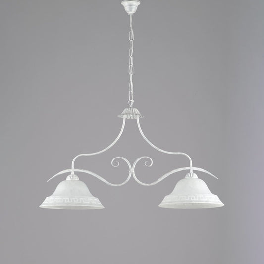 Lampadario classico ferro Bianco Argento due luci 85x h51 cm