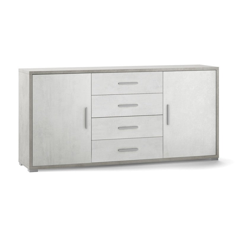 Sideboard with two doors and four drawers White Cement 174x41x h84 cm