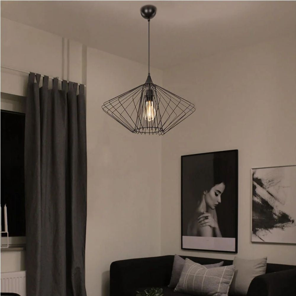 Lampada a sospensione Arona ASZ1360 filo metallico nero EFFEZ