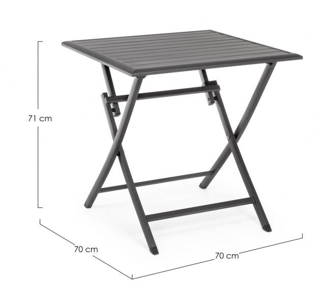 Tavolo da esterno pieghevole in alluminio Antracite ELIN 70x70x h71 cm