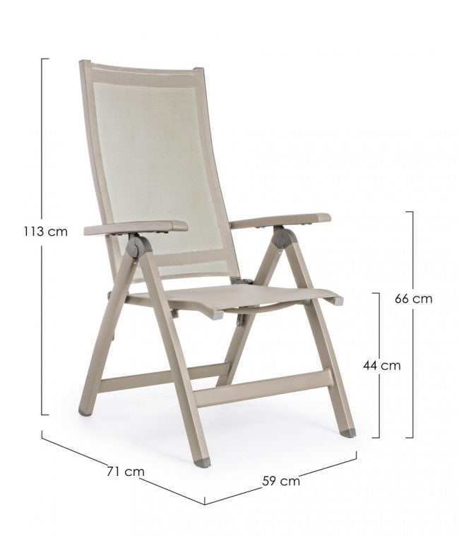 Poltrona per esterno reclinabile Tortora VICTOR 59x71x h113 cm