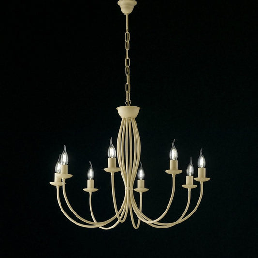 Lampadario in ferro Avorio decape otto luci 74x h60 cm
