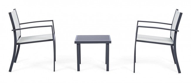 Set 3 pezzi da giardino salotto in metallo Auri antracite