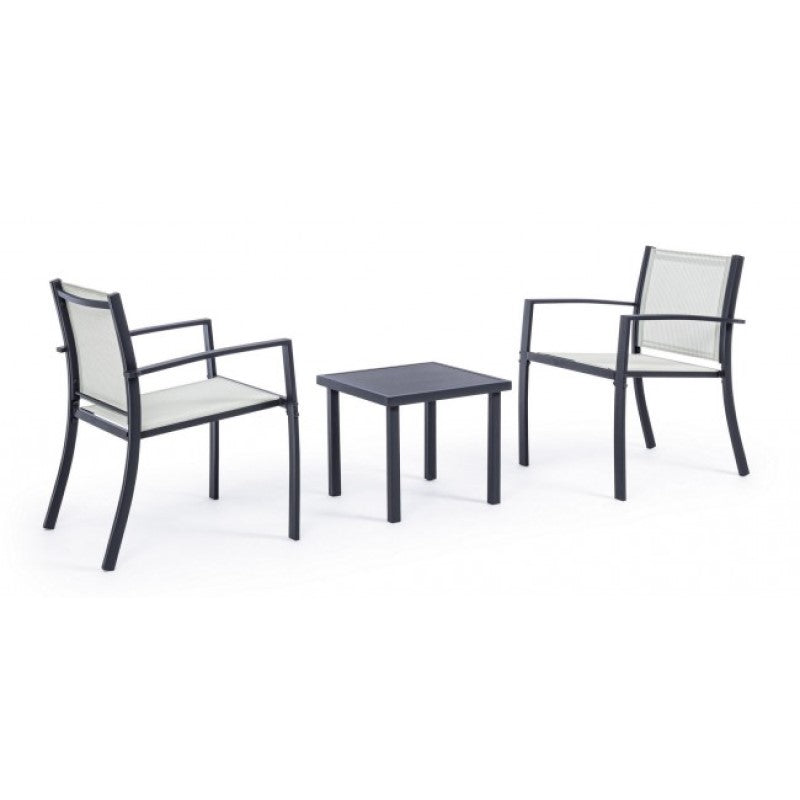Set 3 pezzi da giardino salotto in metallo Auri antracite