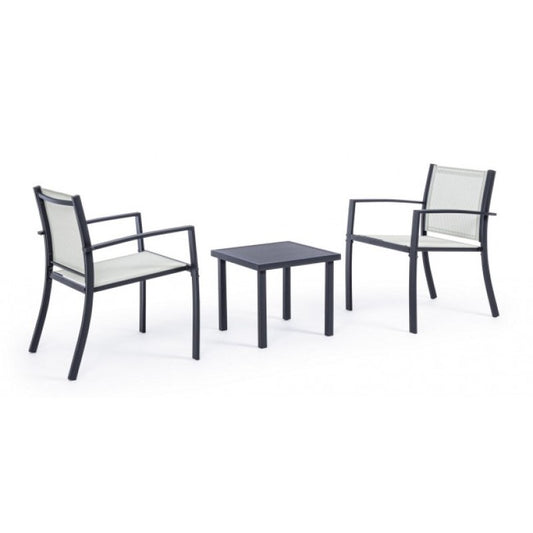 Set 3 pezzi da giardino salotto in metallo Auri antracite