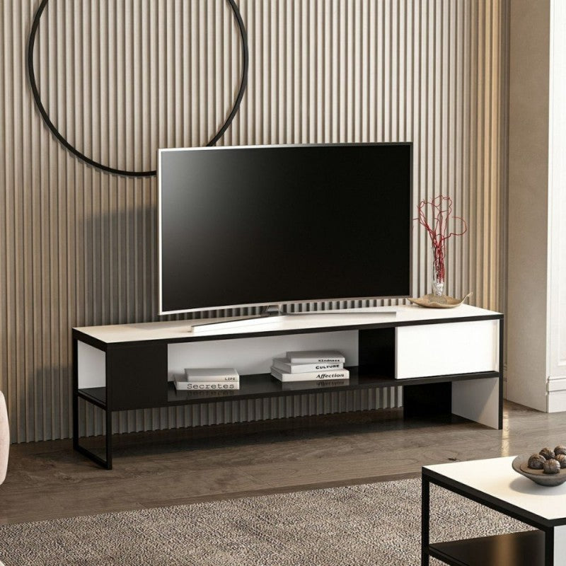 Porta tv bianco e nero Concord 150x35xh.42 cm.