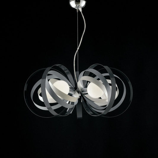 Lampadario in ferro Bianco Grigio cinque luci rifiniture Cromo 62x h30 cm