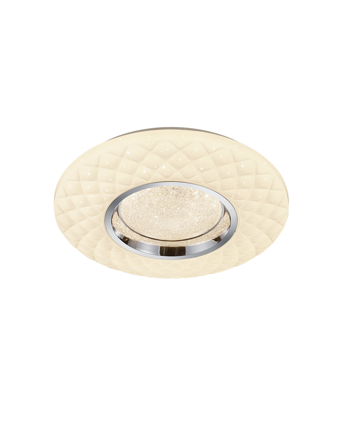 Plafoniera Moderna Led Dimmer Magnolia Bianco Decori Rombo Ø39 cm Trio Lighting