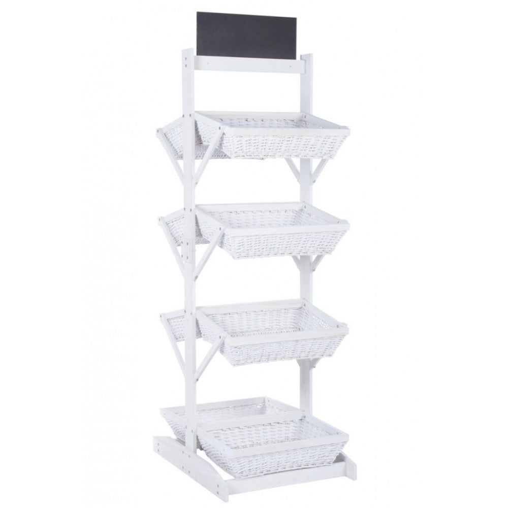 Espositore rustico Darik 8 cesti in vimini bianco