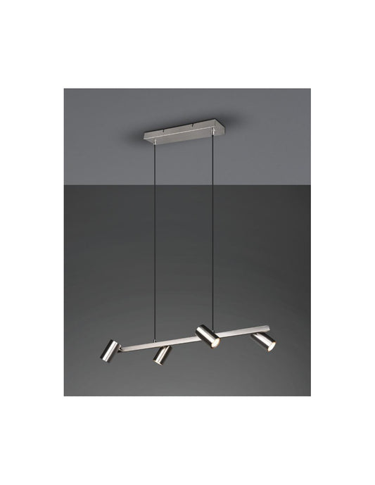 Sospensione 4 Faretti Spot GU10 Orientabili Marley Nichel Trio Lighting