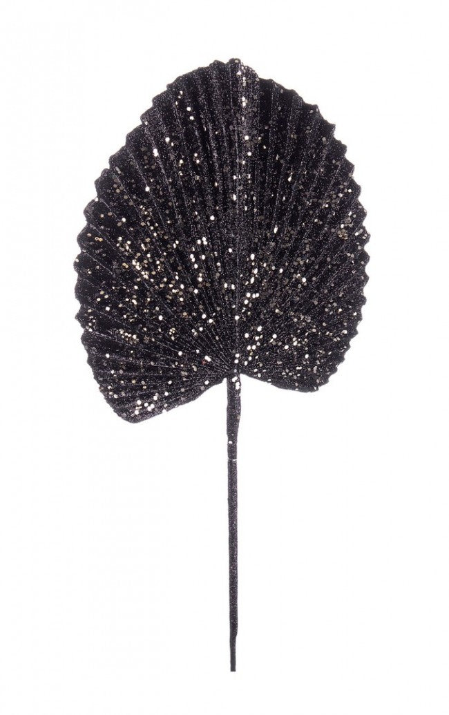 12x Foglia Ventaglio Nero H52Cm