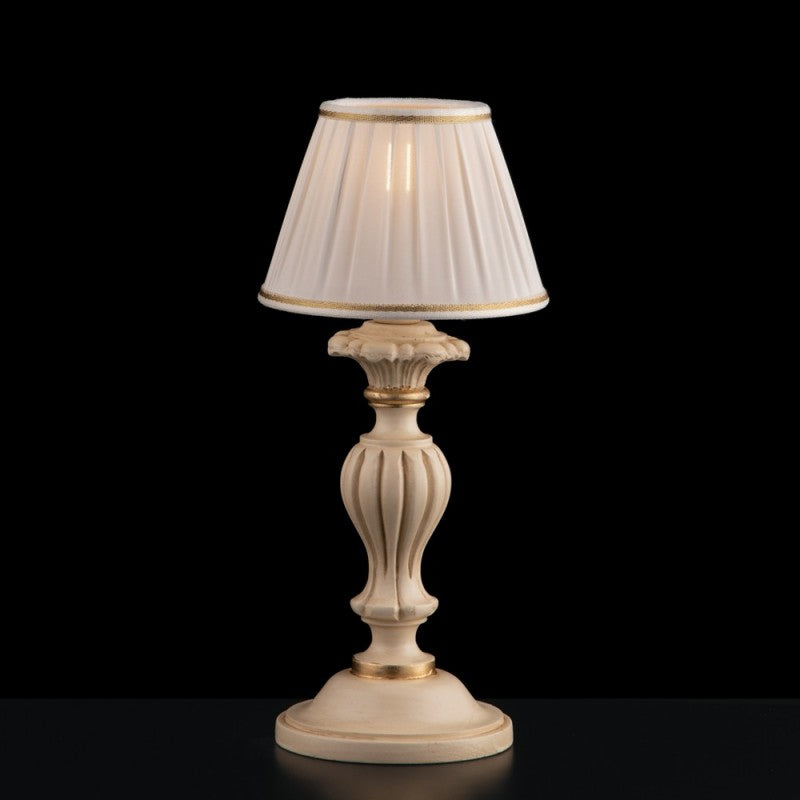 Lume comodino legno e pasta di legno avorio e foglia oro 1 luce