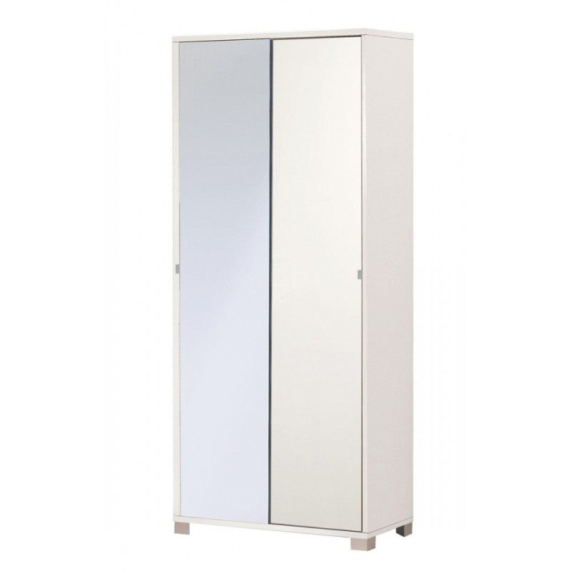 Armadio multiuso due ante scorrevoli con specchio Bianco 82x41x h190 cm