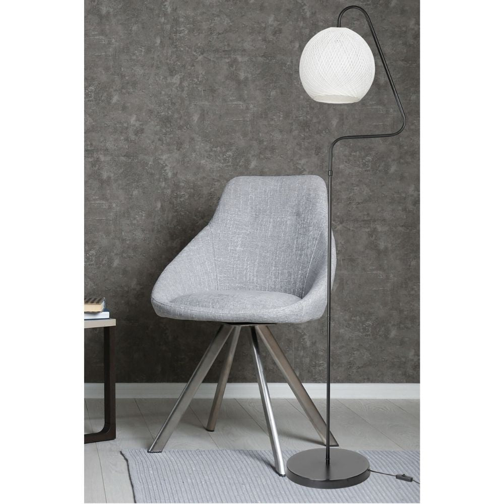 Lampada da terra a stelo Yumak MDL4256 grigio e paralume tessuto bianco EFFEZ