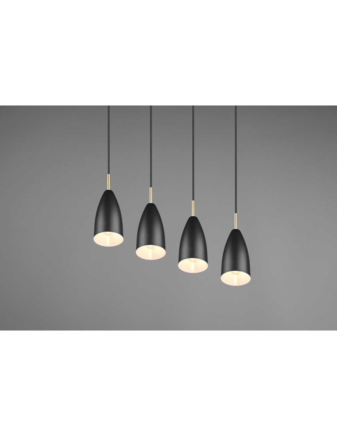 Sospensione Lineare Isola Farin 4 Luci Nero E Ottone Trio Lighting