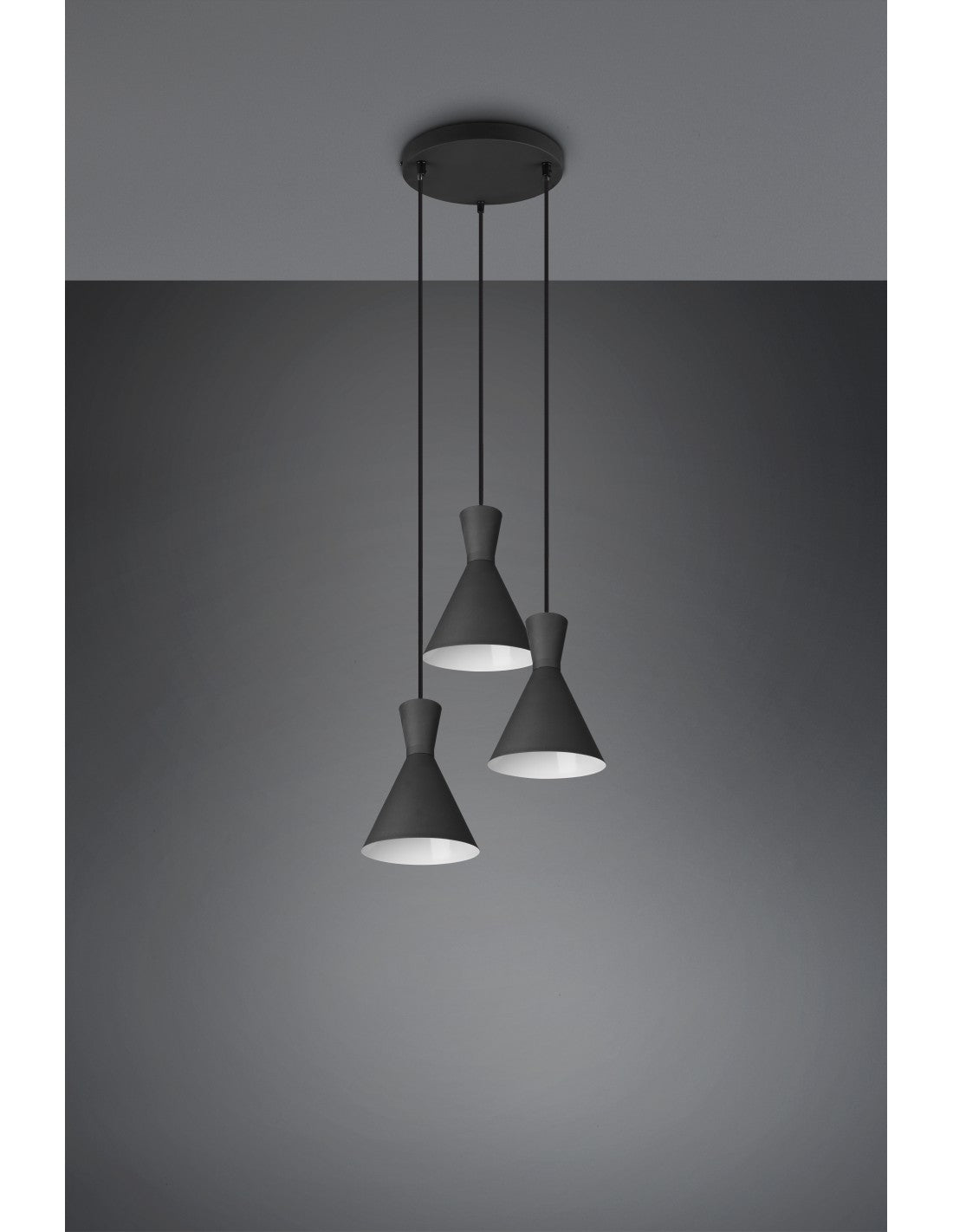 Lampadario Rotondo Enzo 3xE27 Nero Opaco Trio Lighting