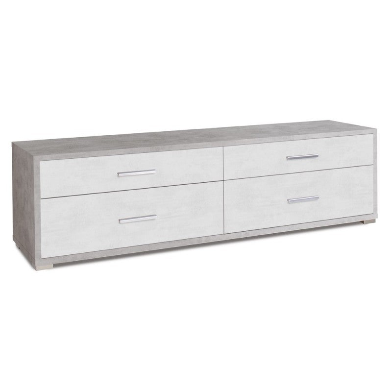 Low TV cabinet in wood with four drawers White Cement 179x47x h50 cm