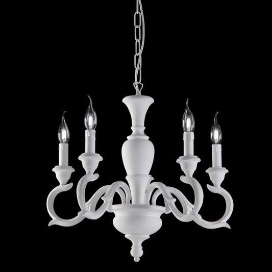 Lampadario in legno Bianco Shabby cinque luci 50x h50 cm