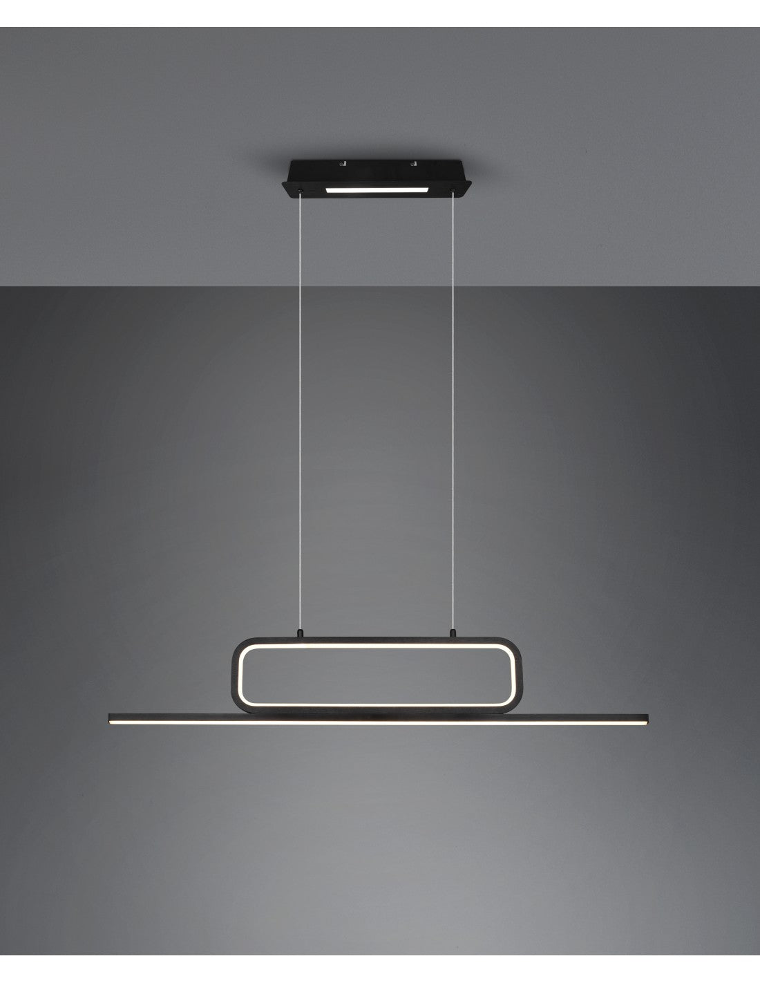 Sospensione Nera Moderna Ufficio Aick Led Dimmerabile Trio Lighting