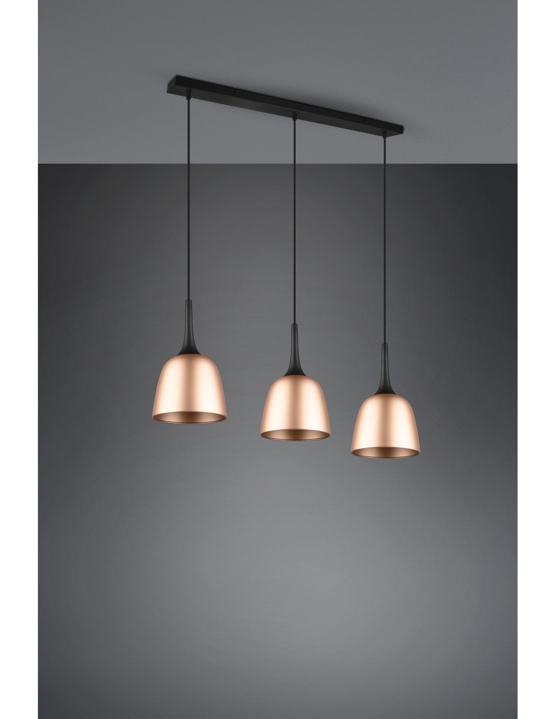 Lampadario Lineare 3 Pendel Sospesi Ottone Chiron Trio Lighting